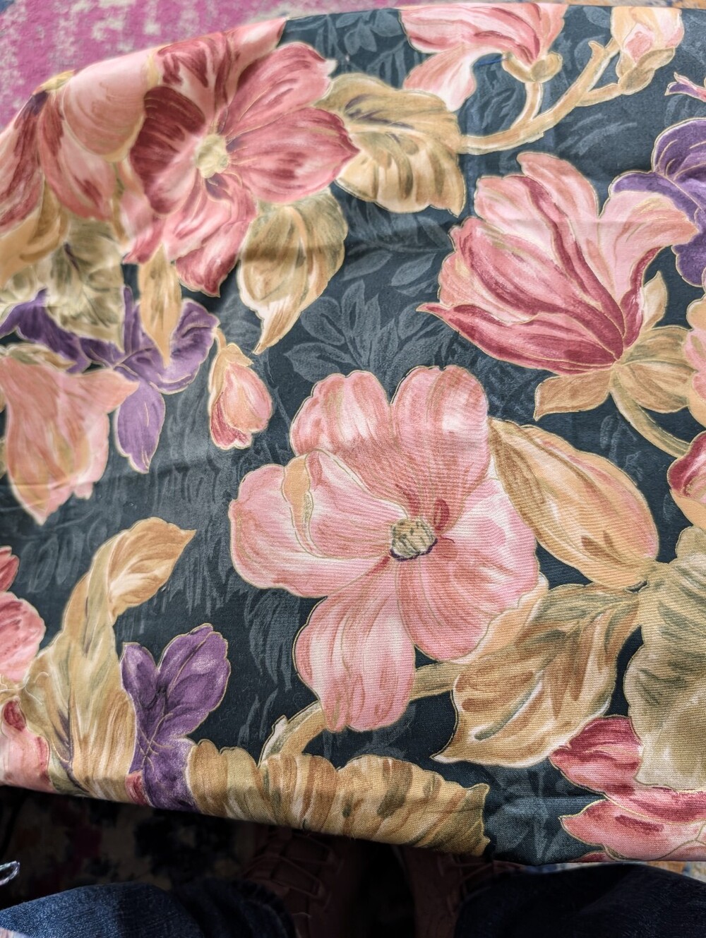 C16 Floral Pink & Purple Cotton Blend Fabric Panel